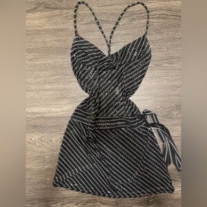 Speechless Black and White Patterned Mini Dress